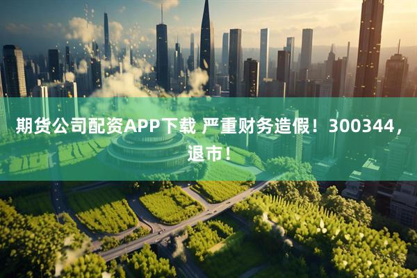 期货公司配资APP下载 严重财务造假！300344，退市！